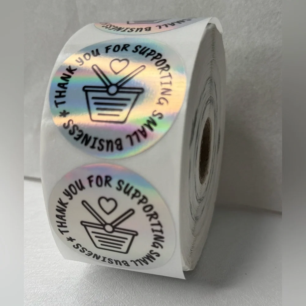 100pcs Thank You Stickers Holographic Small Business Labels 2”